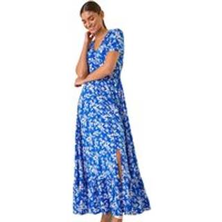 Roman Roman Blue Floral Print Button Maxi Dress