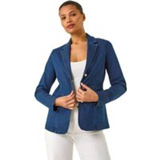 Roman Roman Blue Denim Collar Stretch Blazer