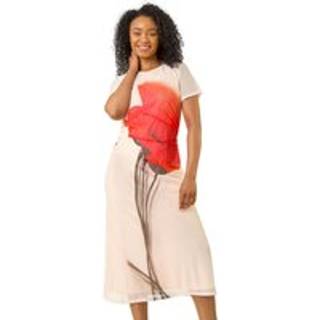Roman Petite Tulip Motiv Mesh Midi Kjole44