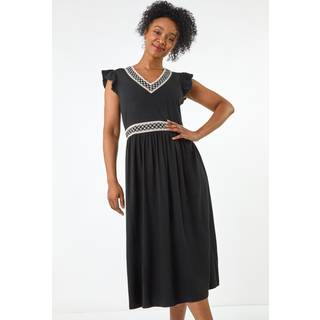 Roman Roman Petite Hæklet Trim Midi Kjole - 42