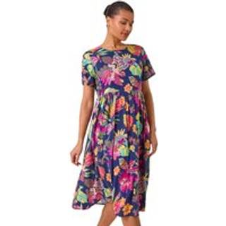 Roman Roman Blomster Tryk Smock Midi Kjole