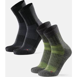 MERINO WOOL RUNNING SOCKS - Black/Grey | Grey/Green / 43-47 / 2-Pack
