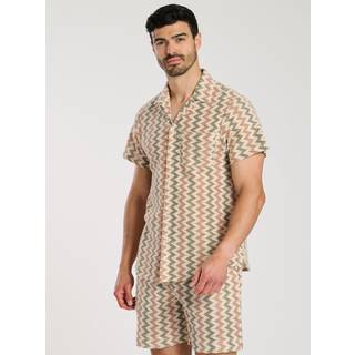 South Beach South Beach Rust 100% Cotton Jacquard Short Sleeve Shirt