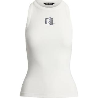 Lauren Ralph Lauren Lauren Ralph Lauren Tonasha Ribbed Logo Sleeveless White Tank Vest