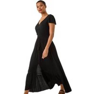 Roman Roman Black Tiered Buttoned Maxi Dress
