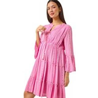 Roman Roman Pink Shimmer Tie Detail Smock Dress
