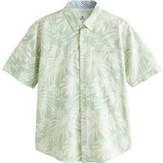 Next Green 100% Cotton Textured Floral Print Short Sleeve Shirt - X-Large