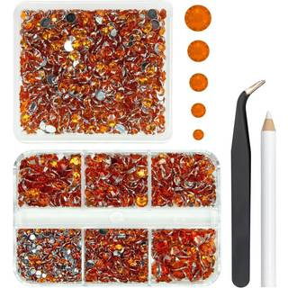 qiipii 2 kasser 3060stk orange harpiks rhinestones krystal topaz orange harpiks rhinestones krystaller diamanter 2mm-6mm ikke-hotfix perler sten