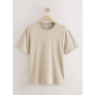 Next Neutral Stone Regular Fit Essential Crew Neck Cotton T-Shirt