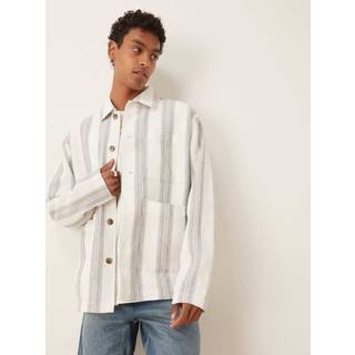 Tony Waffle Stripe Overshirt, Egret Stripes, M
