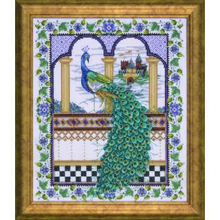 Design Works Crafts t?llet Cross Stitch Peacock 10 af 12 tommer guldhvide