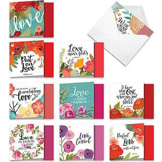 Det bedste kortfirma - 10 valentinskort med kuverter i ?sker - K?rlig inderligt udvalgte lyk?nskningskort til Valentinsdag (4 x 5,12 tommer) - Pe