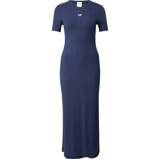 Modal Stretch Rib Midi Dress - Blue - XS