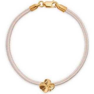 Flora Danica - Firkløver rosa silkearmbånd i forgyldt sølv - flc-silk-rose-18-g