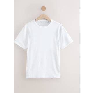Next White Slim Fit Ribbed Short Sleeve Crew T-Shirt