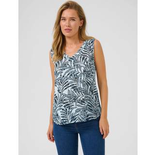 KAFFE Amber Top Print Leaf Blå-38