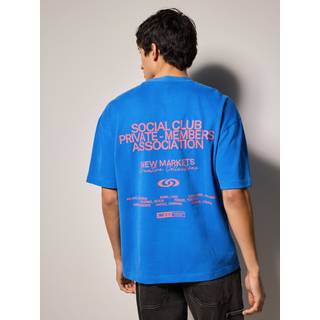 Next Blue Text Relaxed Fit Graphic Print Heavy Weight T-Shirt