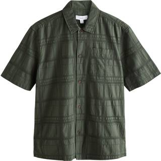 Next Green 100% Cotton Textured Check Short Sleeve Shirt