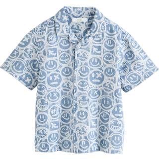 Next Blue Face AOP Short Sleeves 100% Cotton Revere Collar All Over Print Shirt (3-16yrs) - 4 Yrs