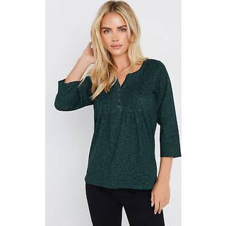 M & Co M & Co Green Petite 3/4 Sleeve 100% Cotton Top