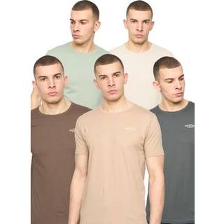 Crosshatch Herre Basic Natur Fem Pakke T-Shirts Råhvid/Sten/Brun/Salvie/Mørk Oliven