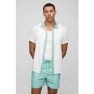 Mens Stone Regular Viscose Border Shirt & Swim Set