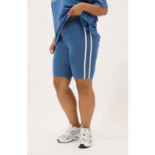 Yours Curve Yours Curve Blue Side Stripe Shorts