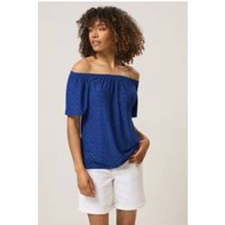 M & Co M & Co Blue Broderie Bardot Top