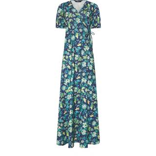 Lts Tall Navy Blue & Green Floral Print Wrap Maxi Dress 20 Lts | Tall Women's Maxi Dresses