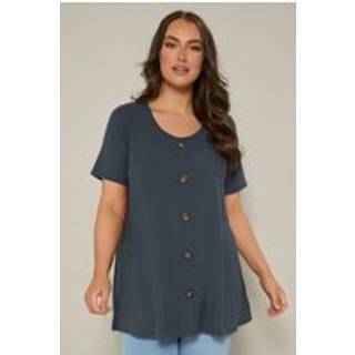 Yours Curve Yours Curve Blue Button Front Swing T-Shirt