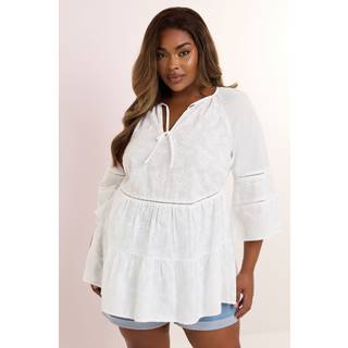 Yours Curve Broderet Smock Boho 100% Bomuldsbluse54