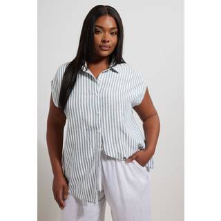 Yours Curve Yours Curve Blue Boxy Sleeveless Stripe Vest 100% Cotton Shirt