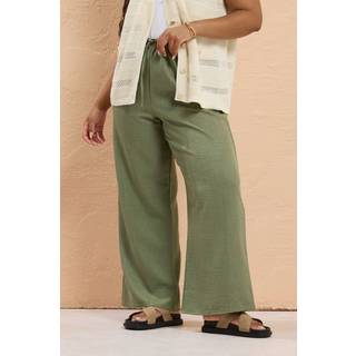 Yours Curve Yours Curve Green Look Skinny Waist Trousers