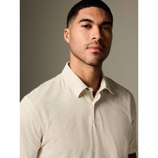 Next Ecru Geo Short Sleeve Print Polo Shirt