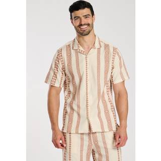 South Beach South Beach Red 100% Cotton Jacquard Short Sleeve Shirt