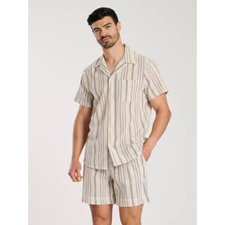 South Beach South Beach Blue 100% Cotton Jacquard Short Sleeve Shirt
