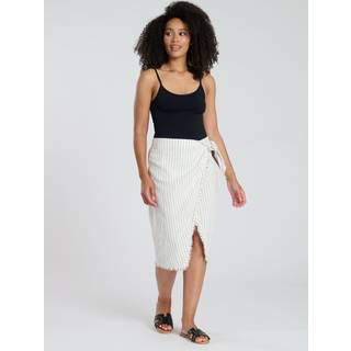 South Beach Stribet Hør Blend Fringe Wrap NederdeleEU 40 (UK 12)