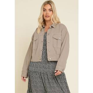 Yours Curve Yours Curve Brown Balloon Hem Denim 100% Cotton Jacket