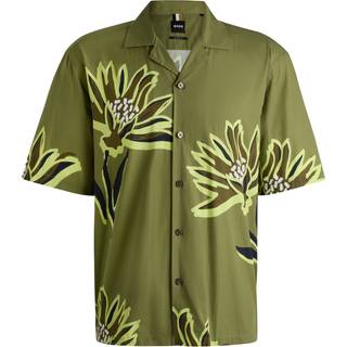 Skjorte med relaxed fit i italienskfremstillet bomuld med blomsterprint