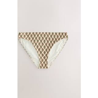 Next Khaki Green/Cream Foil Woodblock High Leg Bikini Bottoms