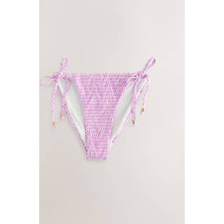 Next Lilac Purple Zigzag Print Shirred Tie Side Bikini Bottoms