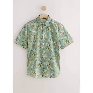 Next Seafoam Green Floral Fruit Regular Fit Print Short Sleeve Shirt