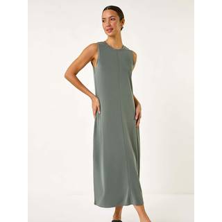 Roman Roman Green Sandwash Stretch Midi Dress
