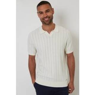 Threadbare Threadbare Cream Textured Knitted Trophy Neck Polo Shirt