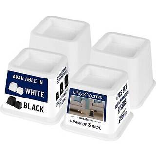 LifeMaster Furniture Riser Set - 4 stykker Non -Slip Design Furniture Ben Riser Passer med senestolbord Sofa Desk og Couches - Hvid