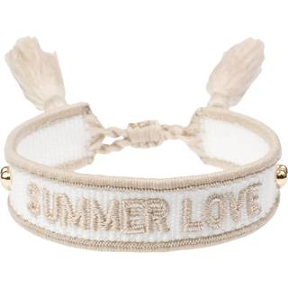 DARK Woven Friendship Bracelet Thin "Summer Love" White & Sand