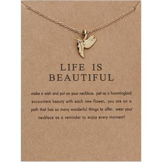 Life is beautiful -  halskæde med fugl 18K forgyldt gave kolibri