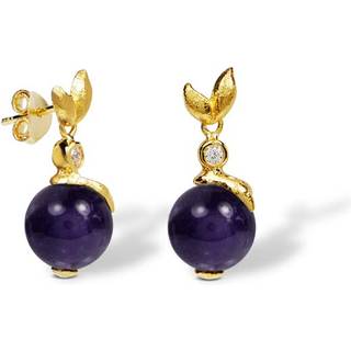 Blossom Copenhagen Forrest øreringe i forgyldt med cubic zirkonia og ametyst