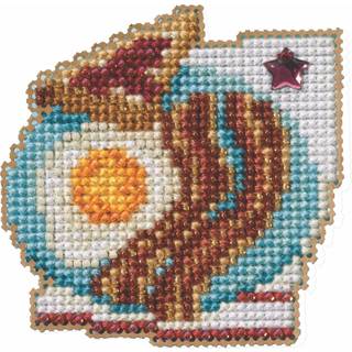 Mill Hill Bacon and Eggs Pärled Counted Cross Stitch Ornament Kit 2023 Spring Bouquet MH182314