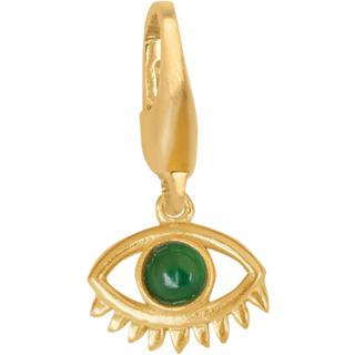 ByBiehl Protective Evil Eye charm i guldfarvet metal med grøn agat